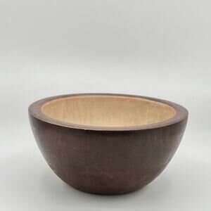 Vintage Primitive Wooden Bowl Two-Toned | Farmhouse Decor